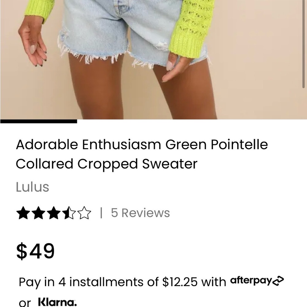 Lulu's Neon greenPointelle Knit Sweater
